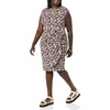 Amazon Essentials Women’s Cap Sleeve Boat-Neck Faux Wrap Pleated Matte Jersey Dress(Pink  Multi Floral)