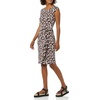 Amazon Essentials Women’s Cap Sleeve Boat-Neck Faux Wrap Pleated Matte Jersey Dress(Pink  Multi Floral)