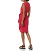 Amazon Essentials Women’s Cap Sleeve Boat-Neck Faux Wrap Pleated Matte Jersey Dress(Raspberry Red)