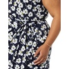 Amazon Essentials Women’s Classic Cap Sleeve Wrap Dress with V Neck, Pleated Waist (Available in Plus Size)(Navy Flowers)