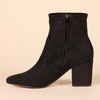 Amazon Essentials Women’s Fitted Stretch Ankle Heel Boots with Pointed Toe(Black Microsuede)