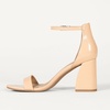 Amazon Essentials Women’s High Heel Nola Block Heels Sandals with Ankle Strap(Beige Patent)