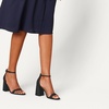 Amazon Essentials Women’s High Heel Nola Block Heels Sandals with Ankle Strap(Black Faux Leather)