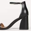 Amazon Essentials Women’s High Heel Nola Block Heels Sandals with Ankle Strap(Black Faux Leather)