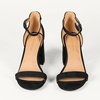 Amazon Essentials Women’s High Heel Nola Block Heels Sandals with Ankle Strap(Black Faux Suede)