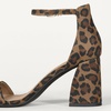 Amazon Essentials Women’s High Heel Nola Block Heels Sandals with Ankle Strap(Leopard Faux Suede)