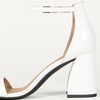 Amazon Essentials Women’s High Heel Nola Block Heels Sandals with Ankle Strap(White Patent)