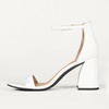 Amazon Essentials Women’s High Heel Nola Block Heels Sandals with Ankle Strap(White Patent)
