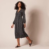 Amazon Essentials Women’s Lightweight Georgette Long Sleeve V-Neck Wrap Midi Dress, Fit and Flare(Black  Bouquet Floral)