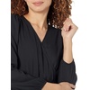 Amazon Essentials Women’s Lightweight Georgette Long Sleeve V-Neck Wrap Midi Dress, Fit and Flare(Black)