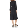 Amazon Essentials Women’s Lightweight Georgette Long Sleeve V-Neck Wrap Midi Dress, Fit and Flare(Black)