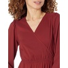 Amazon Essentials Women’s Lightweight Georgette Long Sleeve V-Neck Wrap Midi Dress, Fit and Flare(Burgundy)