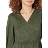 Amazon Essentials Women’s Lightweight Georgette Long Sleeve V-Neck Wrap Midi Dress, Fit and Flare(Dark Olive  Abstract Animal)