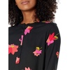 Amazon Essentials Women’s Long-Sleeve Relaxed Fit Popover Blouse, Collared Business Casual Work Shirt(Black Pink Floral)