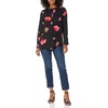 Amazon Essentials Women’s Long-Sleeve Relaxed Fit Popover Blouse, Collared Business Casual Work Shirt(Black Pink Floral)