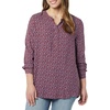Amazon Essentials Women’s Long-Sleeve Relaxed Fit Popover Blouse, Collared Business Casual Work Shirt(Burgundy Blue Daisies)