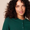 Amazon Essentials Women’s Long-Sleeve Relaxed Fit Popover Blouse, Collared Business Casual Work Shirt(Dark Green)