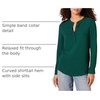 Amazon Essentials Women’s Long-Sleeve Relaxed Fit Popover Blouse, Collared Business Casual Work Shirt(Dark Green)