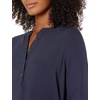 Amazon Essentials Women’s Long-Sleeve Relaxed Fit Popover Blouse, Collared Business Casual Work Shirt(Navy)