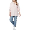 Amazon Essentials Women’s Long-Sleeve Relaxed Fit Popover Blouse, Collared Business Casual Work Shirt(Pink White Classic Stripe)