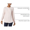 Amazon Essentials Women’s Long-Sleeve Relaxed Fit Popover Blouse, Collared Business Casual Work Shirt(Pink White Vertical Stripe)
