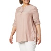 Amazon Essentials Women’s Long-Sleeve Relaxed Fit Popover Blouse, Collared Business Casual Work Shirt(Terracotta French Stripe)