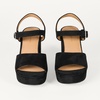 Amazon Essentials Women’s Platform Block Heel Sandals with Ankle Strap(Black Faux Suede)