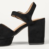 Amazon Essentials Women’s Platform Block Heel Sandals with Ankle Strap(Black Faux Suede)
