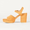 Amazon Essentials Women’s Platform Block Heel Sandals with Ankle Strap(Dark Orange Faux Suede)