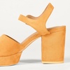 Amazon Essentials Women’s Platform Block Heel Sandals with Ankle Strap(Dark Orange Faux Suede)