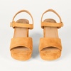 Amazon Essentials Women’s Platform Block Heel Sandals with Ankle Strap(Dark Orange Faux Suede)