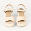 Amazon Essentials Women’s Platform Block Heel Sandals with Ankle Strap(Pale Beige)