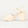 Amazon Essentials Women’s Platform Block Heel Sandals with Ankle Strap(Pale Beige)