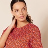 Amazon Essentials Women’s Regular-Fit Georgette Short Sleeve Top(Tomato Red  Ditsy Floral)
