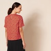 Amazon Essentials Women’s Regular-Fit Georgette Short Sleeve Top(Tomato Red  Ditsy Floral)