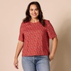 Amazon Essentials Women’s Regular-Fit Georgette Short Sleeve Top(Tomato Red  Ditsy Floral)