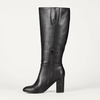 Amazon Essentials Women’s Tall Heel Boot with Memory Foam Insole, Interior Zipper(Black Faux Leather)