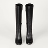 Amazon Essentials Women’s Tall Heel Boot with Memory Foam Insole, Interior Zipper(Black Faux Leather)