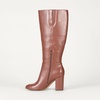Amazon Essentials Women’s Tall Heel Boot with Memory Foam Insole, Interior Zipper(Chestnut Brown Faux Leather)