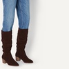 Amazon Essentials womens Tall Block Heel Boots(Dark Toffee Brown)