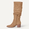 Amazon Essentials womens Tall Block Heel Boots(Tan)
