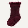 Amazon Essentials x Sofia Grainge Toddler and Baby Girls’ Scallop Top Socks with Non-Slip Grippers, 6 Pairs(Burgundy/Pink/Tan)