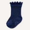 Amazon Essentials x Sofia Grainge Toddler and Baby Girls’ Scallop Top Socks with Non-Slip Grippers, 6 Pairs(Heather Grey/Light Blue/Navy)
