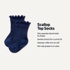 Amazon Essentials x Sofia Grainge Toddler and Baby Girls’ Scallop Top Socks with Non-Slip Grippers, 6 Pairs(Heather Grey/Light Blue/Navy)