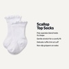Amazon Essentials x Sofia Grainge Toddler and Baby Girls’ Scallop Top Socks with Non-Slip Grippers, 6 Pairs(White)