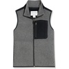 Amazon Essentials Boys and Toddlers’ Polar Fleece Full-Zip Mock-Neck Vest(Black Grey Heather Color Block)