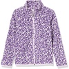 Amazon Essentials Girls and Toddlers’ Polar Fleece Full-Zip Mock Jacket, Insulated Outerwear Coat(Light Grey Heather Purple Leopard)