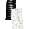 Amazon Essentials Girls and Toddlers’ Slim-Fit Cotton Knit Flare Leggings, Pull On, Pack of 2(Dots/Uneven Stripe)