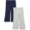 Amazon Essentials Girls and Toddlers’ Slim-Fit Cotton Knit Flare Leggings, Pull On, Pack of 2(Navy/Light Grey Heather)