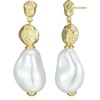 Amazon Essentials Pearl Drop Earrings for Women – Gold-Tone Fine Silver Plated, Bridal Jewelry
